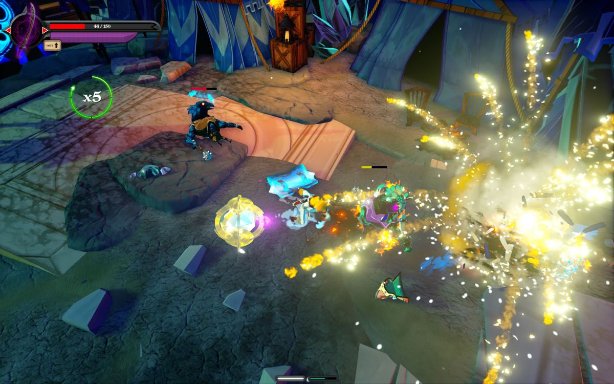 Stories: The Path of Destinies (Windows) screenshot: Big explosions during a fight