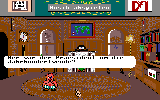 Trivial Pursuit (Amiga) screenshot: First question. (The Hit Squad release, German)