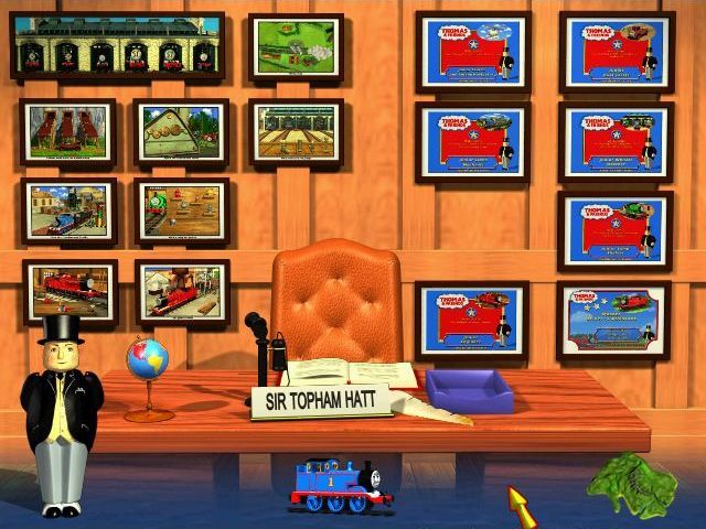 Thomas & Friends: Trouble on the Tracks (Windows) screenshot: Sir Topham Hatt's office where all the certificates that we've earned are on display