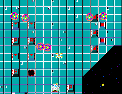Astro Warrior (SEGA Master System) screenshot: Get the green ship for a weapons upgrade