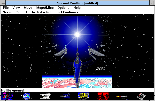 Second Conflict (Windows 3.x) screenshot: Title screen