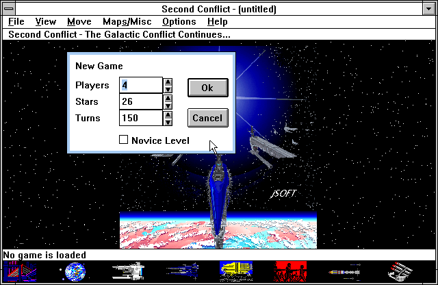 Second Conflict (Windows 3.x) screenshot: Setting up a new game (1)