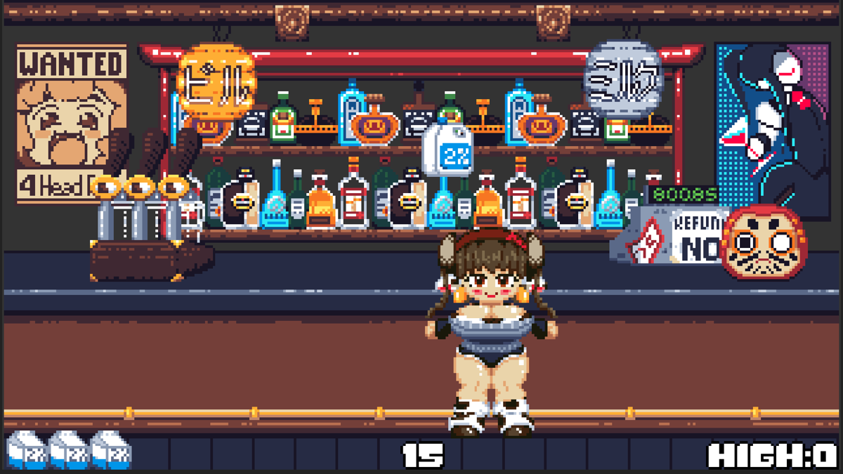 Ember Ushi Milk Bounce (Browser) screenshot: Bouncing a milk carton