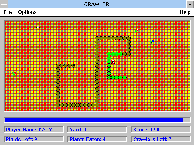 Crawler! (Windows 3.x) screenshot: Toxic encounter