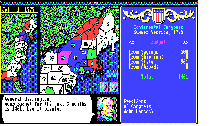 Liberty or Death (DOS) screenshot: Good Morning Mr Washington