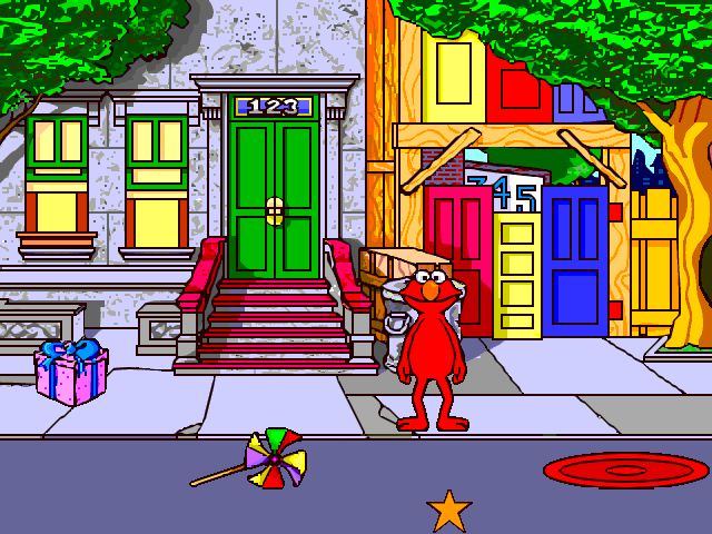 A Visit to Sesame Street: Numbers (Windows 3.x) screenshot: We start the game on the street