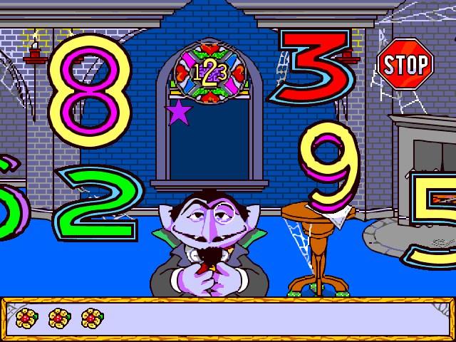 A Visit to Sesame Street: Numbers (Windows 3.x) screenshot: We have to count the flowers
