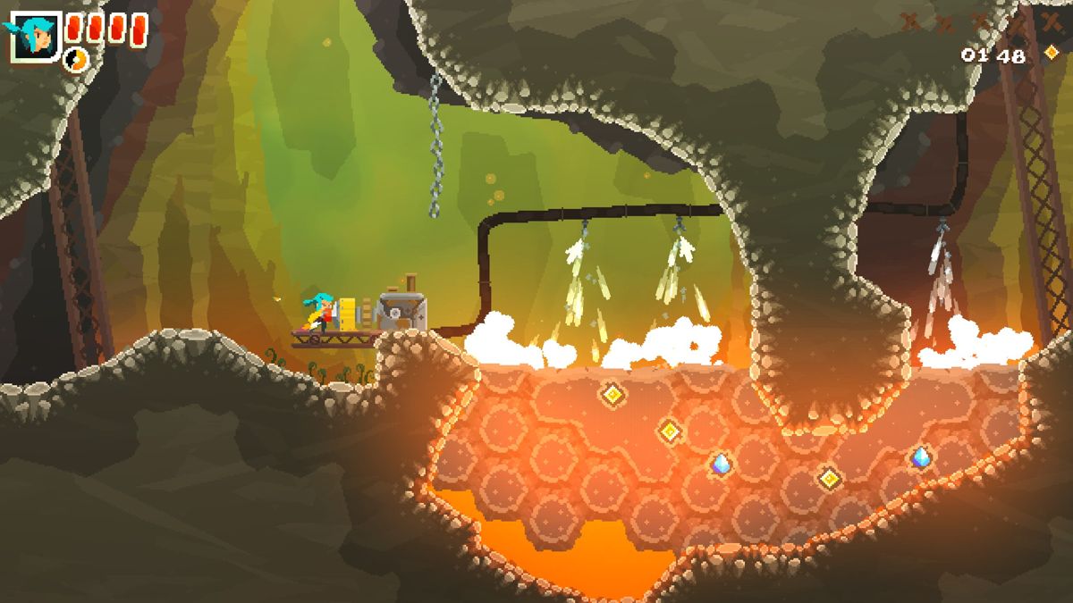 Pepper Grinder (Windows) screenshot: Using a device you can temporarily solidy the magma.