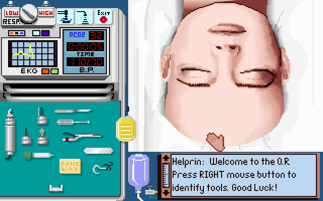 Life & Death II: The Brain (DOS) screenshot: Performing surgery