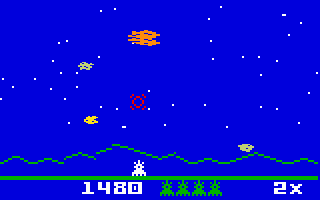 Astrosmash (Intellivision) screenshot: Just destroyed a meteor