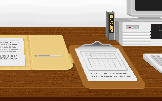Life & Death II: The Brain (DOS) screenshot: Your desk