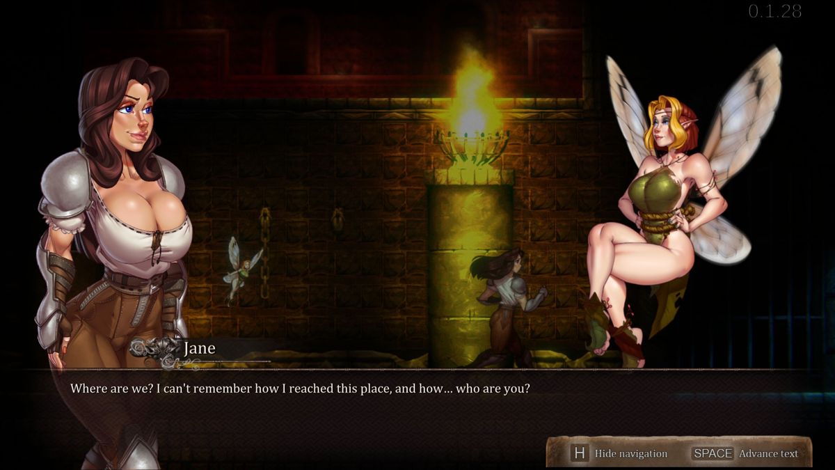 Almastriga: Relics of Azathoth (Windows) screenshot: Jane meets Roxy the fairy with attitude in an underground maze