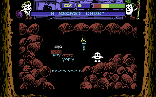 Dizzy: Prince of the Yolkfolk (Commodore 64) screenshot: Exploring a secret cave...