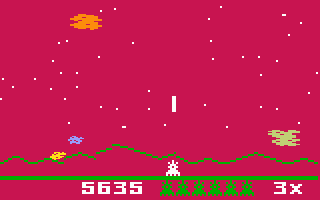 Astrosmash (Intellivision) screenshot: The game gets faster as the levels progress