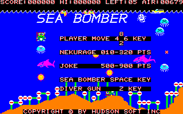 Sea Bomber (FM-7) screenshot: Title Screen