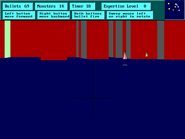 Maze Wars (DOS) screenshot: Which are the walls and which are the corridors?