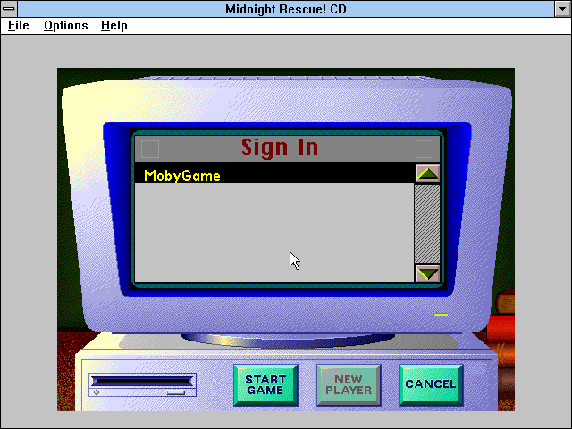 Super Solvers: Midnight Rescue! (Windows 3.x) screenshot: Signing in