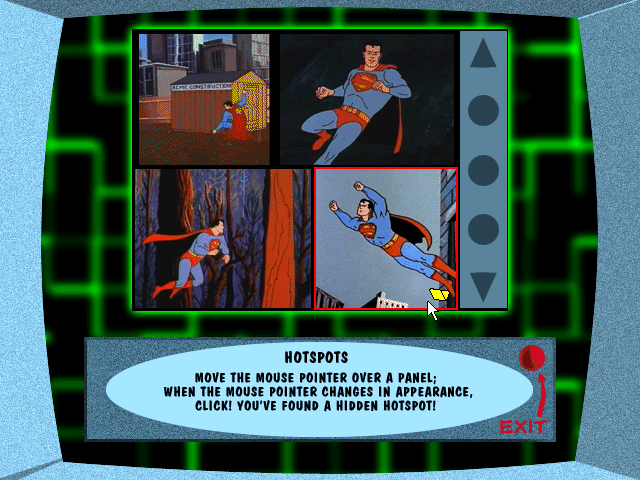 Superman: The Mysterious Mr. Mist (Windows 3.x) screenshot: Finding hidden folders rewards additional information