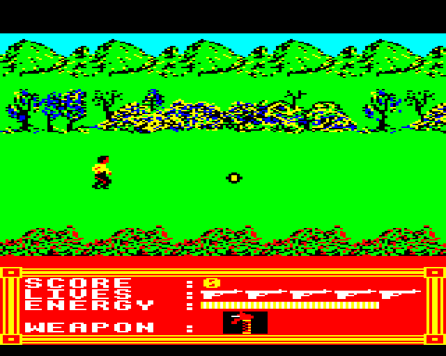 James Bond 007 in The Living Daylights: The Computer Game (BBC Micro) screenshot: Avoiding Enemies