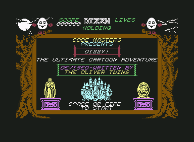 Dizzy: The Ultimate Cartoon Adventure (Commodore 64) screenshot: Title Screen