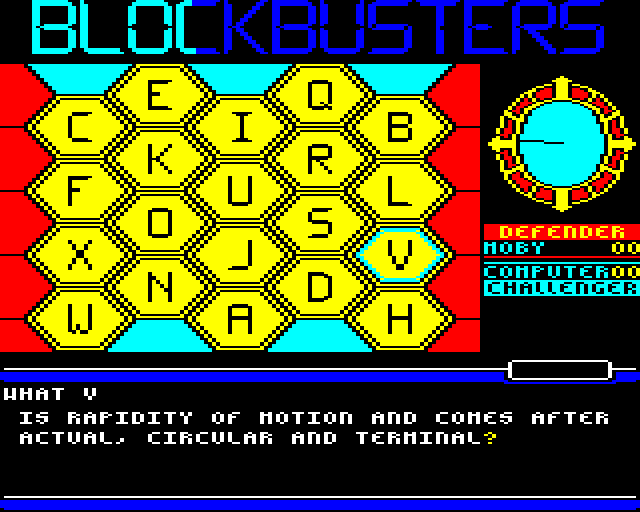 Blockbusters (BBC Micro) screenshot: Velocity
