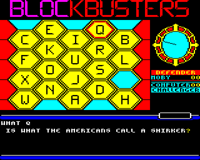 Blockbusters (BBC Micro) screenshot: Quitter