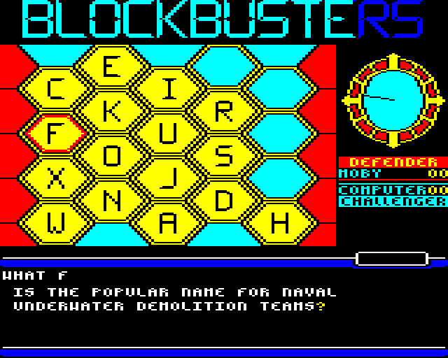 Blockbusters (BBC Micro) screenshot: Frogmen