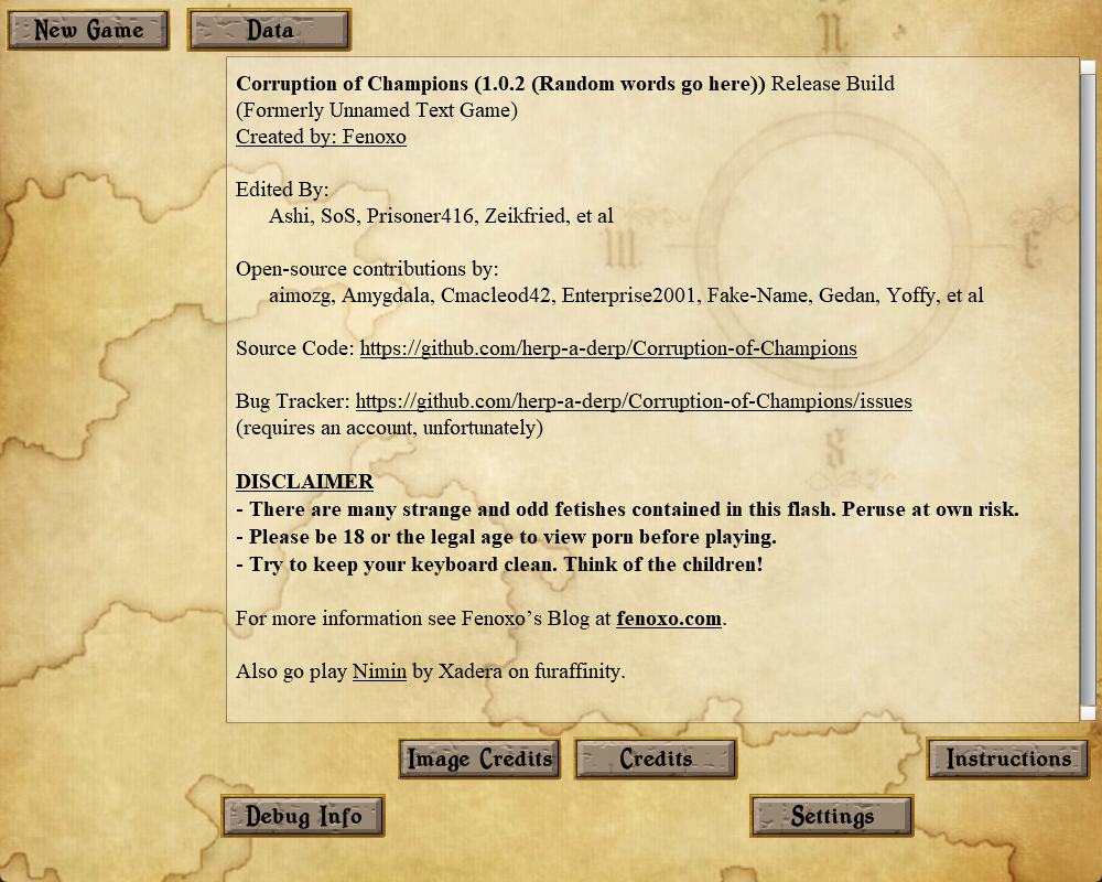 Corruption of Champions (Browser) screenshot: Main menu