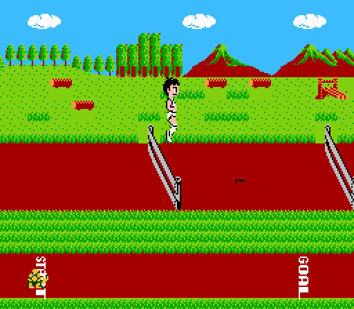 Athletic World (NES) screenshot: Jumping Hurdles
