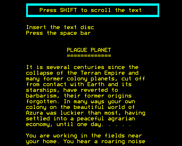 Plague Planet (BBC Micro) screenshot: Introduction