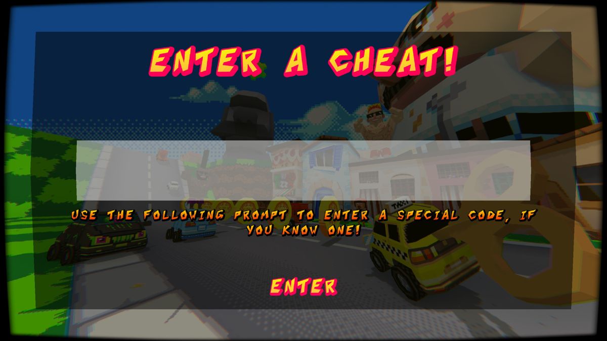 Yellow Taxi Goes Vroom (Windows) screenshot: There is a separate screen to enter cheats.