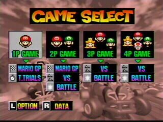 Mario Kart 64 (Nintendo 64) screenshot: Game Select Screen