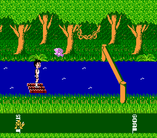 Athletic World (NES) screenshot: The "River Rafting" event