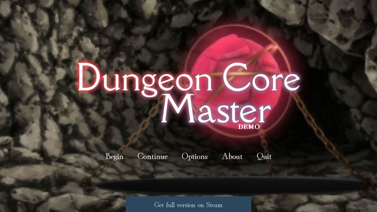 Dungeon Core Master (Windows) screenshot: Demo version: Title screen and menu