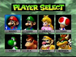 Mario Kart 64 (Nintendo 64) screenshot: Player Select Screen