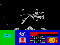 3D Space Wars (ZX Spectrum) screenshot: Level 2 - Seiddab armada massive attack. Chaos.