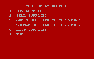 Dungeon Quest (DOS) screenshot: Shop menu.