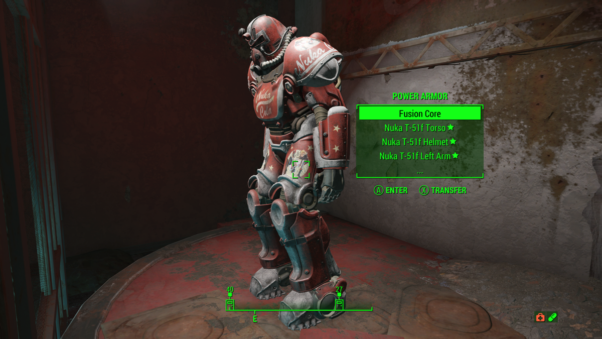 Fallout 4: Nuka-World (Xbox One) screenshot: You can find this nice set of power armor somewhere in Nuka-World.
