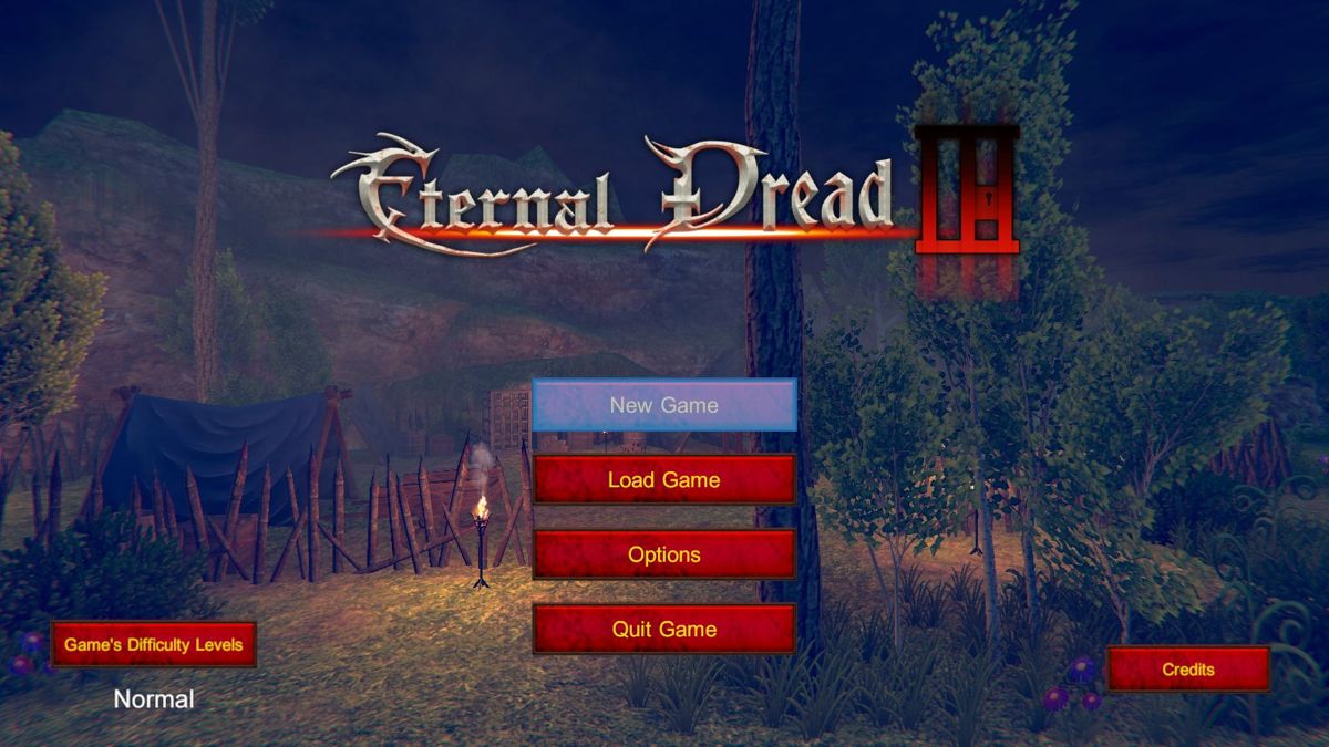 Eternal Dread III (Windows) screenshot: The title screen and menu