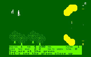 Handicap Golf (Amstrad CPC) screenshot: Approaching the hole