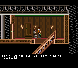 SOS (SNES) screenshot: The foreshadowing -- it's almost as if the characters knew what was about to hit them!