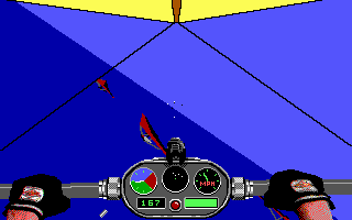 David Wolf: Secret Agent (DOS) screenshot: Hang gliding action sequence