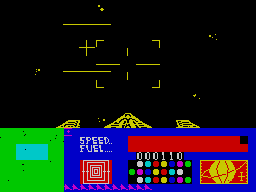 3D Space Wars (ZX Spectrum) screenshot: Level 1 - getting close, investigating.