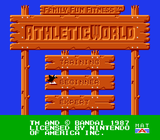Athletic World (NES) screenshot: Title screen (select game mode)