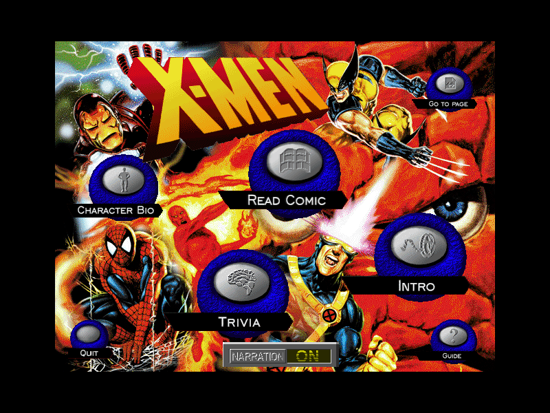 X-Men: Interactive CD-ROM Comic Book! (Windows 16-bit) screenshot: Main menu