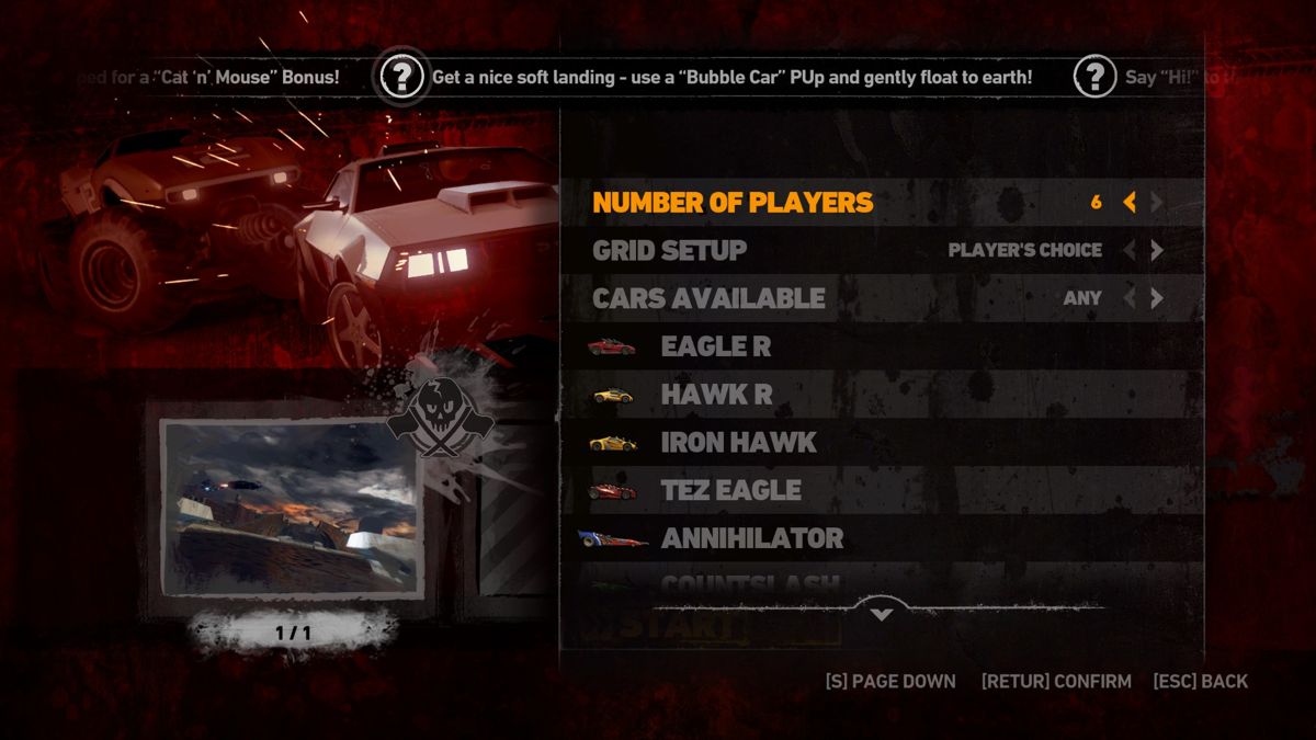 Carmageddon: Max Damage (Windows) screenshot: Setting up a multiplayer game.