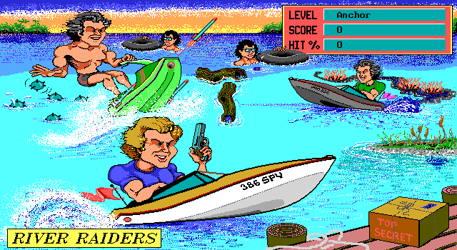 .386 Spys (DOS) screenshot: River Raiders: title screen
