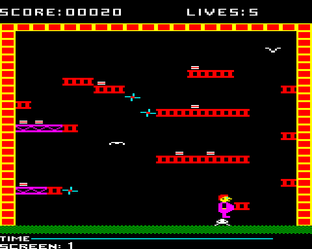 Triple Decker 3 (BBC Micro) screenshot: Jam Butty: Killed by a Spider