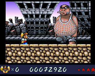 Wonder Dog (Amiga) screenshot: Who is that man?