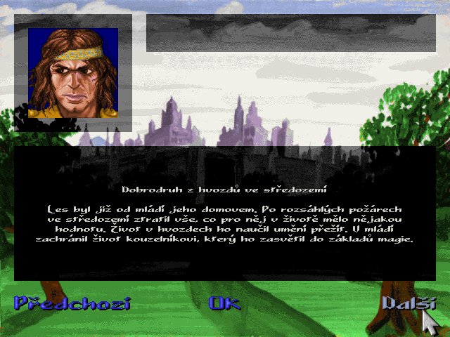 Prokletí Eridenu (DOS) screenshot: Select one from nine characters